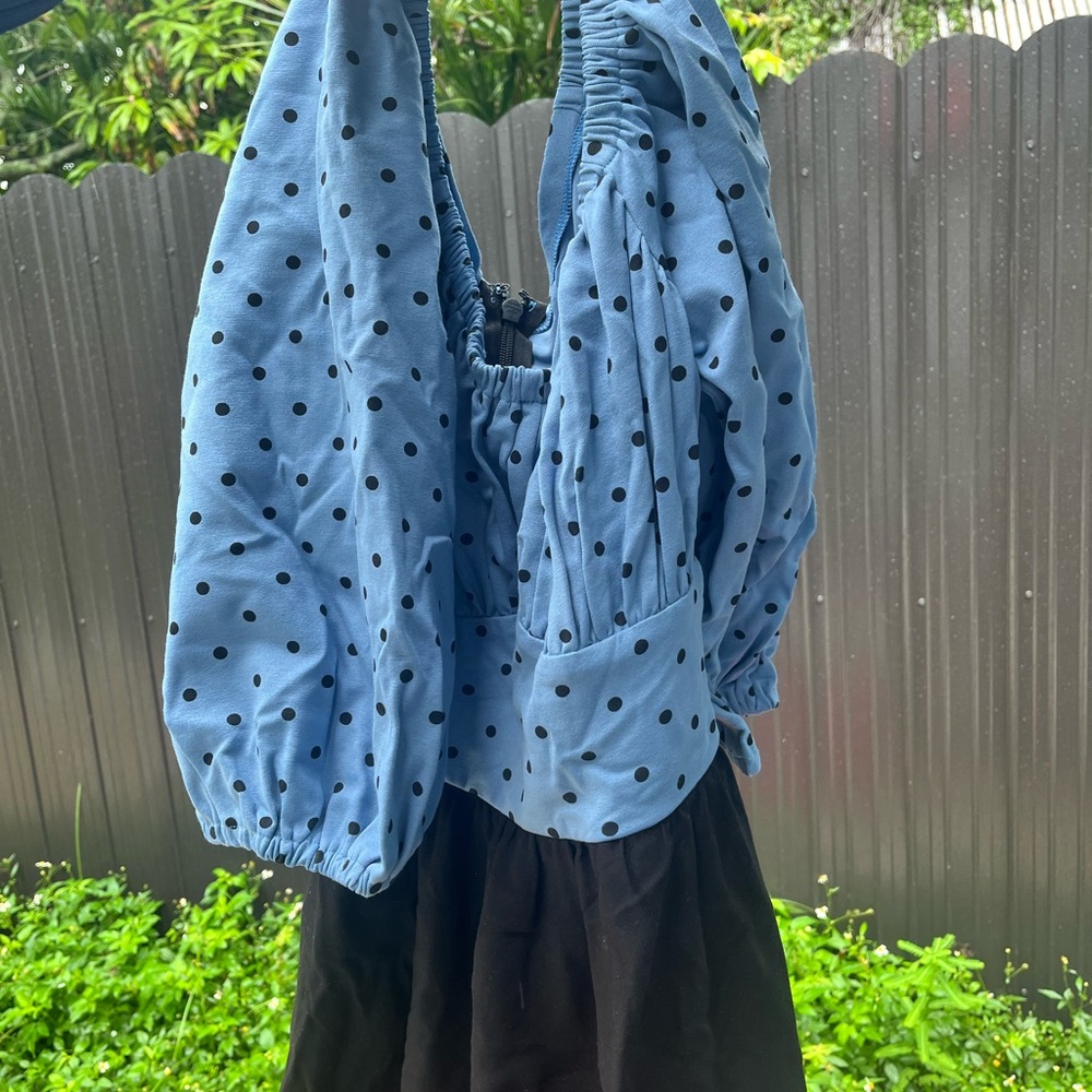 Vixen by Micheline Pitt Blue Polka Dot Swing Dress - Picture 4 of 16